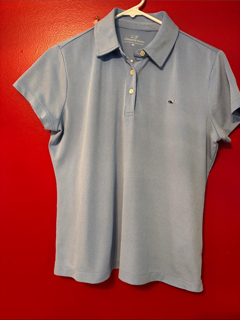 Vineyard Vines Pastel Blue Short-Sleeve Polo with Whale Patch
